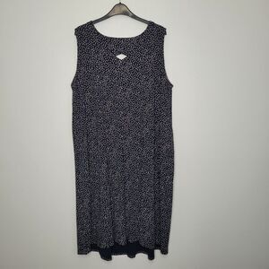 J. Jill Wearever collection navy beige polka-dot stretch plus size maxi dress 2x